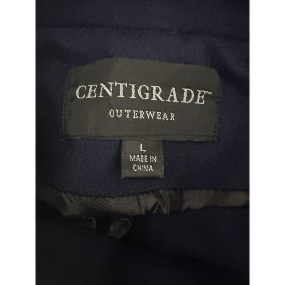 Centigrade Wool Blend Funnel Neck Coat with Self-tie Belt Blue Size Large - Picture 8 of 9